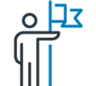 figure holding flag icon